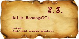 Malik Bendegúz névjegykártya